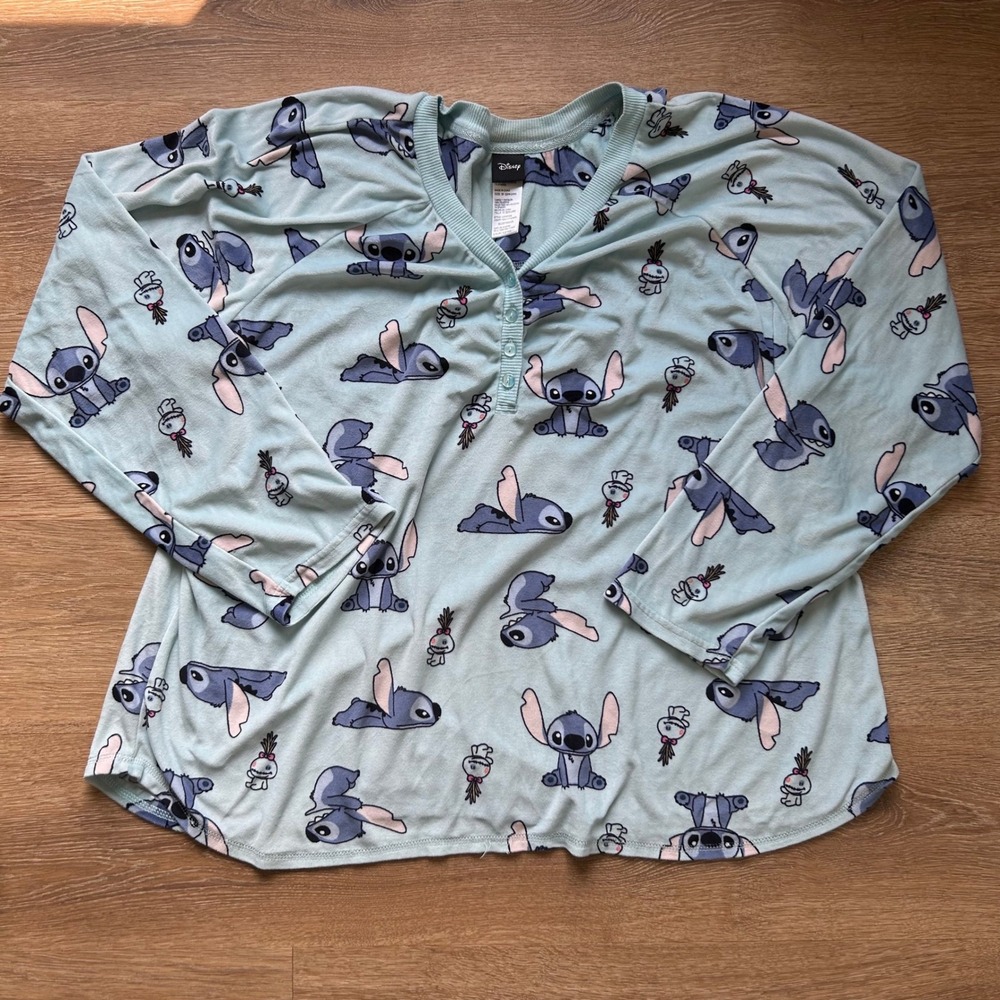Disney Lilo & Stitch Aqua Ethereal Pajama Set 3X Henley Top Jogger Pants - Picture 5 of 10
